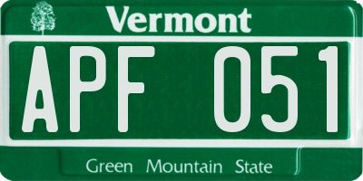 VT license plate APF051