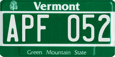 VT license plate APF052