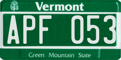 VT license plate APF053