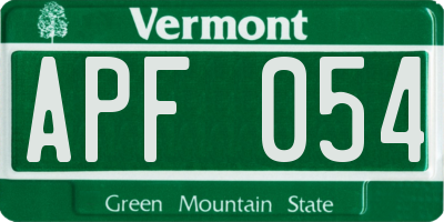 VT license plate APF054