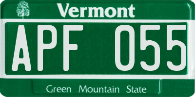 VT license plate APF055