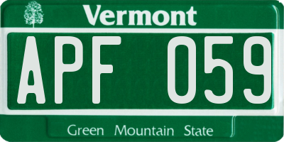VT license plate APF059