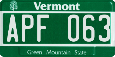 VT license plate APF063