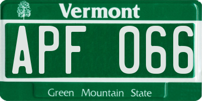 VT license plate APF066