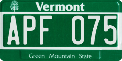 VT license plate APF075