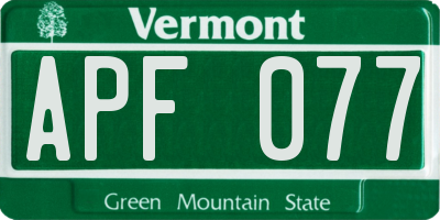 VT license plate APF077