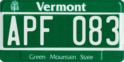 VT license plate APF083