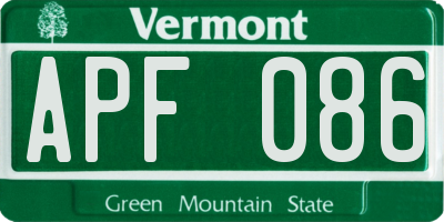 VT license plate APF086