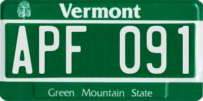 VT license plate APF091
