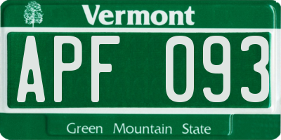 VT license plate APF093