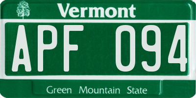 VT license plate APF094