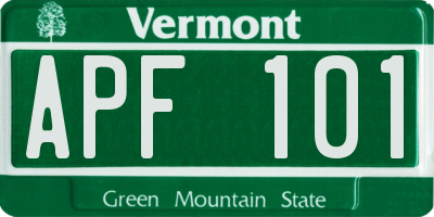 VT license plate APF101