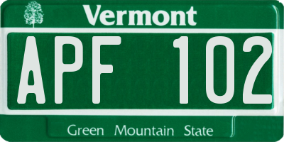 VT license plate APF102