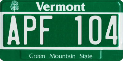 VT license plate APF104