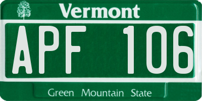 VT license plate APF106