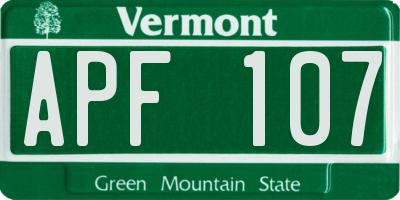 VT license plate APF107