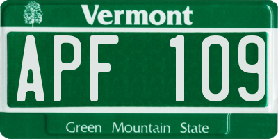 VT license plate APF109