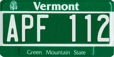 VT license plate APF112