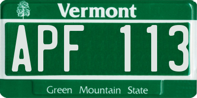 VT license plate APF113