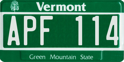 VT license plate APF114