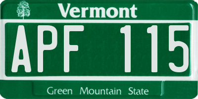 VT license plate APF115