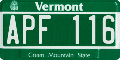 VT license plate APF116