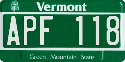 VT license plate APF118