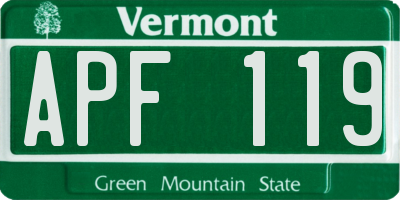 VT license plate APF119