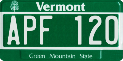 VT license plate APF120