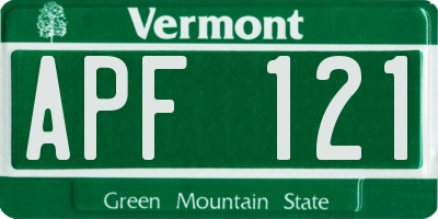 VT license plate APF121