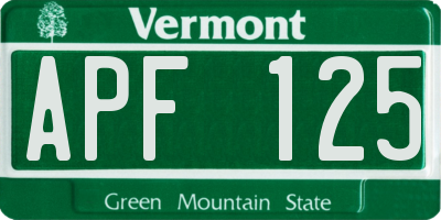 VT license plate APF125