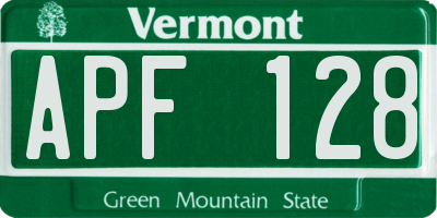 VT license plate APF128
