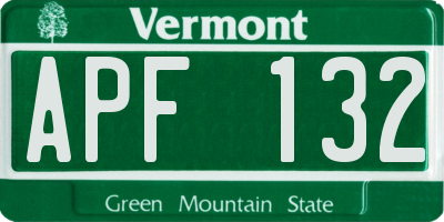VT license plate APF132