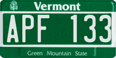 VT license plate APF133
