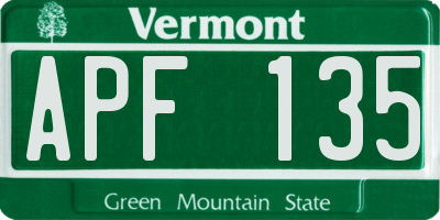 VT license plate APF135