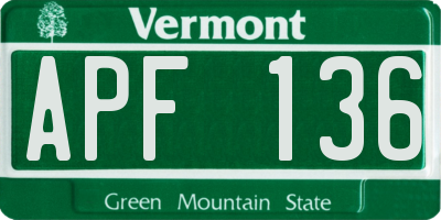 VT license plate APF136