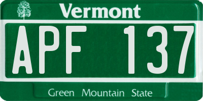 VT license plate APF137