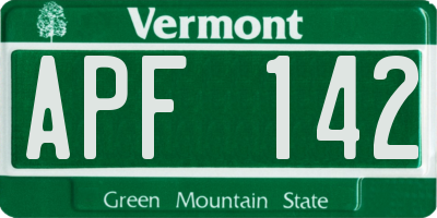 VT license plate APF142