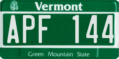 VT license plate APF144