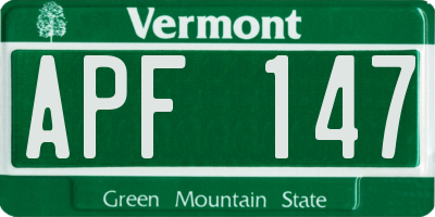 VT license plate APF147