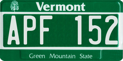 VT license plate APF152