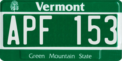VT license plate APF153