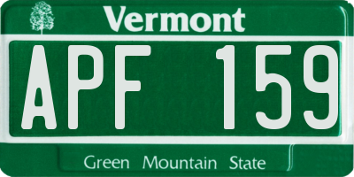 VT license plate APF159