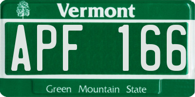 VT license plate APF166