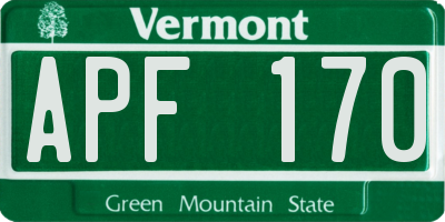 VT license plate APF170