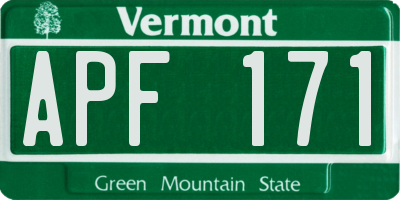 VT license plate APF171