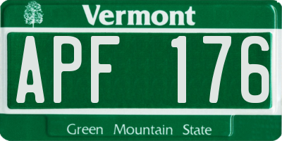VT license plate APF176