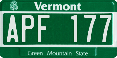 VT license plate APF177