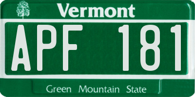 VT license plate APF181