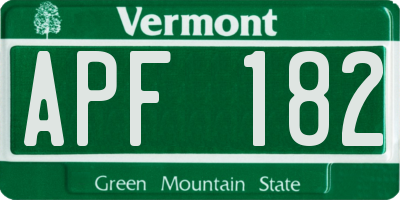 VT license plate APF182